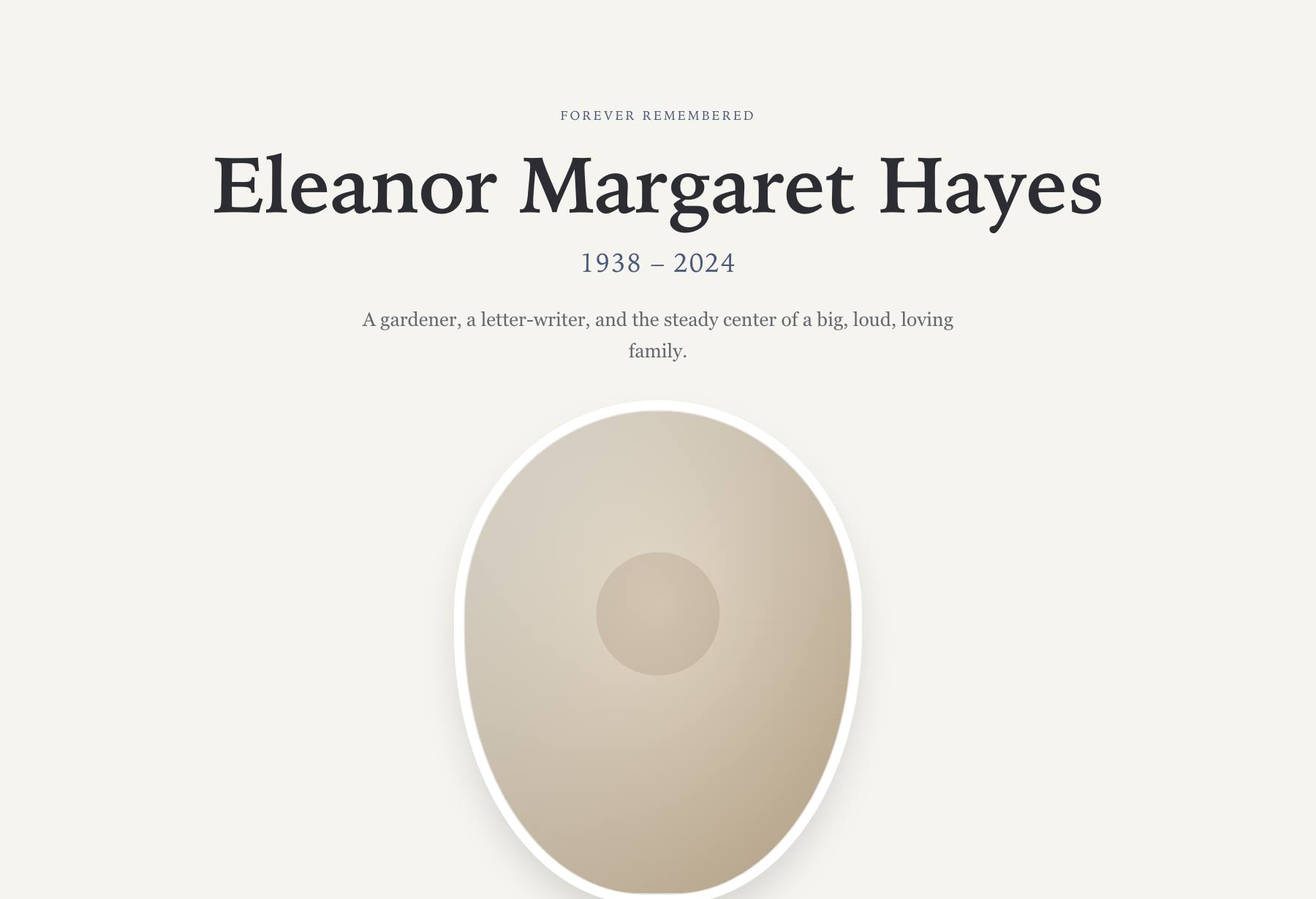 Preview of the Reverent memorial template