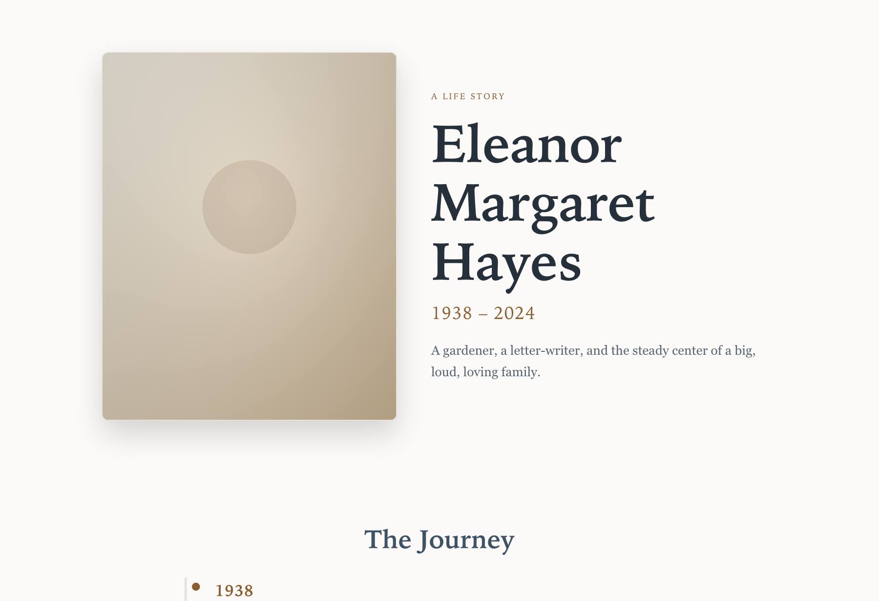 Preview of the Timeline memorial template